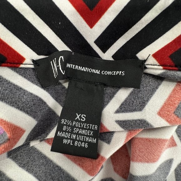 INC International Concepts Geometric Dress Buttons Collared V-Neck Long Sleeve - Picture 3 of 13